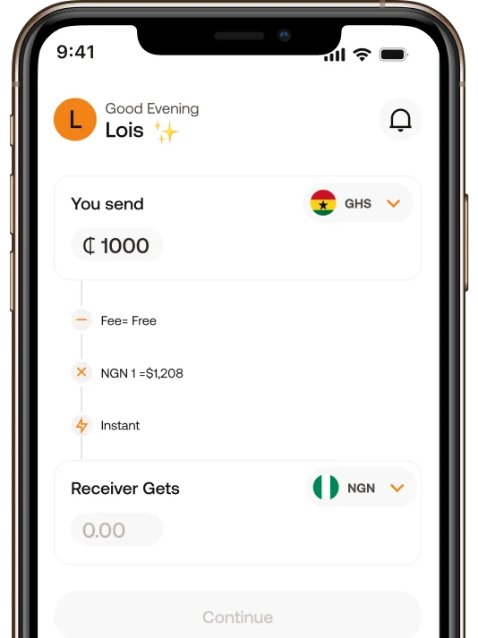 The Fleepstash app on a phone, ready to send money